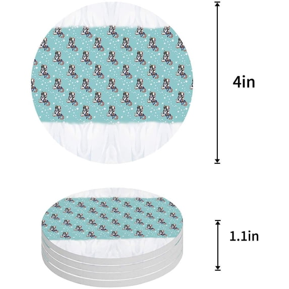 FMSHPON Merry Christmas Set of 4 Round Coaster for Drinks, Absorbent Ceramic Stone Coasters Cup Mat with Cork Base for Home Kitchen Room Coffee Table Bar Decor