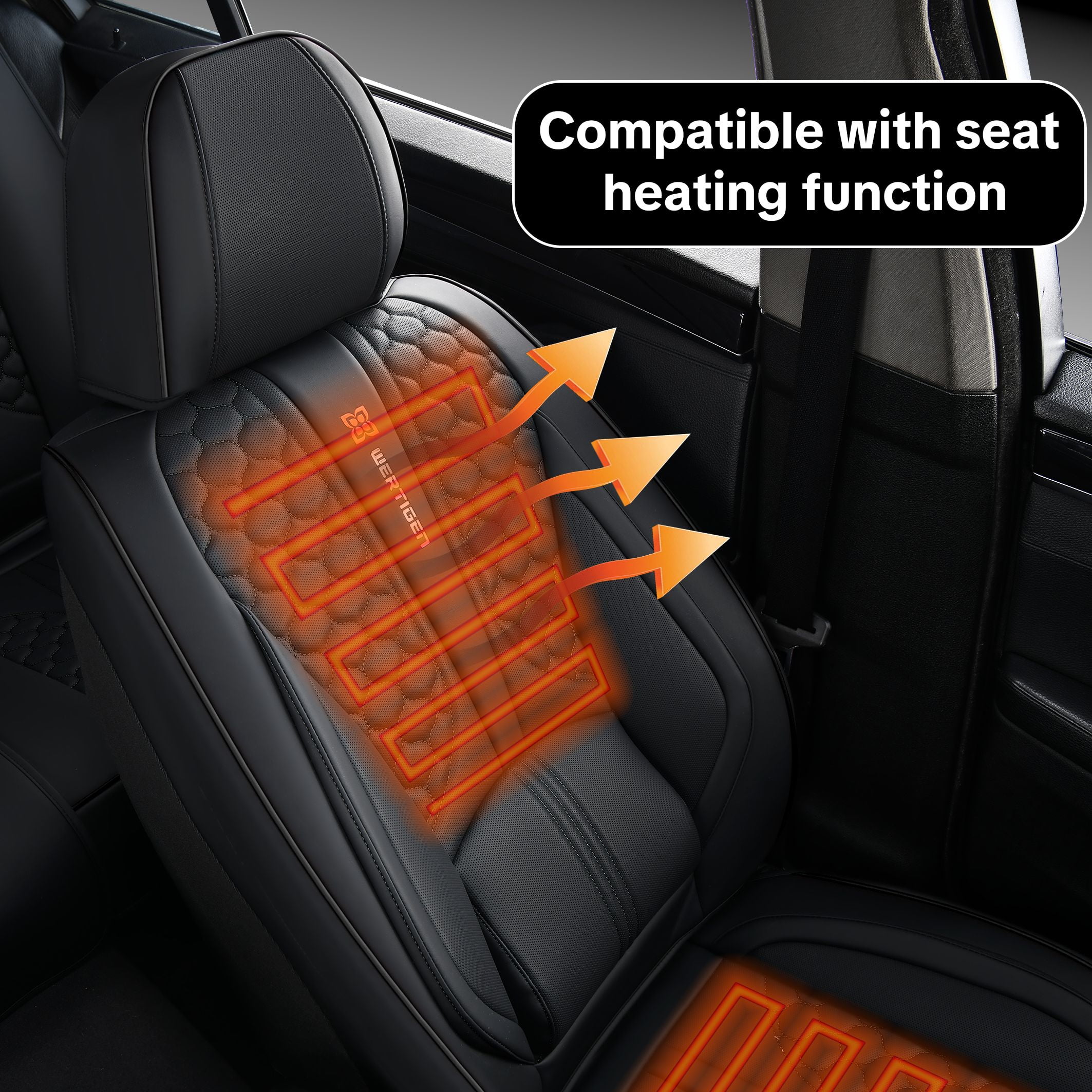 For Hyundai Tucson 2005-2026 Car Seat Covers, Black Car Seat Covers, Faux Leather, 5 Seats Full Set, Waterproof, Anti-Slip, Protect and Upgrade Seats, Beautify the Interior of Old Cars
