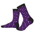 thumbnail image 2 of KLL Purple Mardi Gras Print Cool Socks Men's Women's Crew Socks Funny Crazy Novelty Stockings, 2 of 7