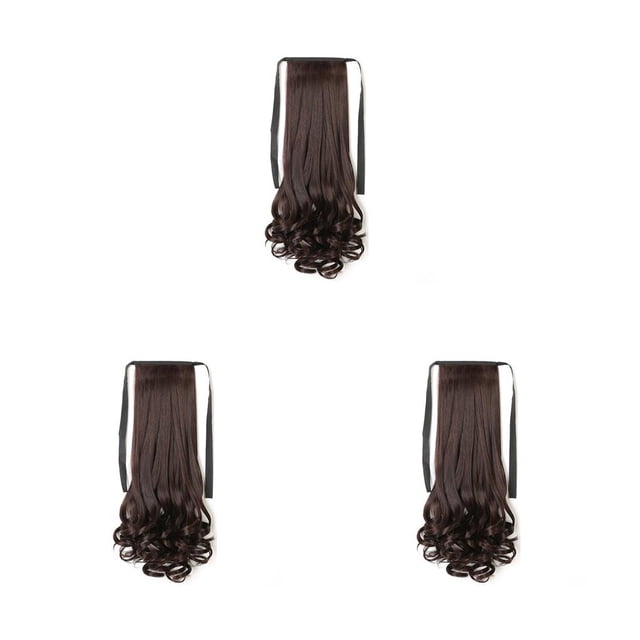 Vogacara Extensión de peluca de cola de caballo, pelucas largas de fibra de alta temperatura, peluquín Artificial ligero para marrón oscuro Type1 NO1