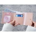thumbnail image 3 of JUNWELL Simple Style Short Lady‘s Wallet Student Ticket Holder Multi-Purpose Card Holder Coin Purse Slim Glossy Wallet With Three Folds Gift Bag Present Hot Pink Purse, 3 of 6