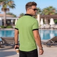 thumbnail image 5 of OIOLOYJM Mens Waffle Polo Shirts Basic Casual Short-Sleeve Striped Button Pocket Golf Shirts Basic Muscle Fit T-Shirts Summer Gym Thletic Clothing Green L, 5 of 8