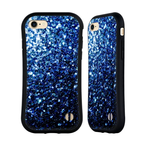 Head Case Designs Officially Licensed PLdesign Glitter Sparkles Dark Blue Hybrid Case Compatible with Apple iPhone 7 / 8 / SE 2020 & 2022