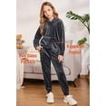 thumbnail image 3 of Oudiya Girls 2 Piece Velour Tracksuit Set Athletic Sportswear Hoodie Sweatshirt and Sweatpant Clothing Sets for Kids, 3 of 7
