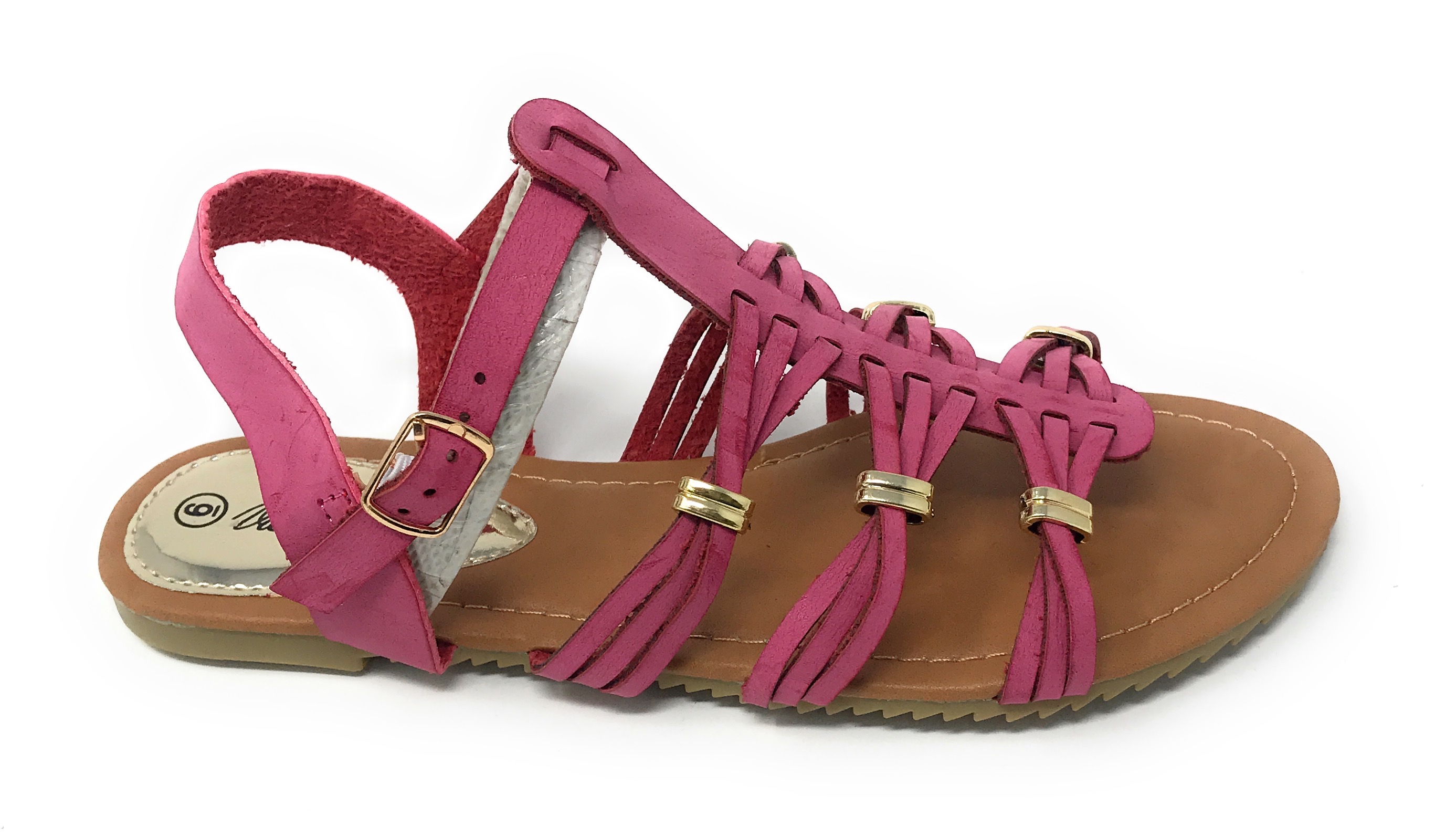 Victoria K Women's Gladiator Multi Braid With Gold Trim Sandals