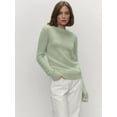 thumbnail image 4 of Women'S Basic Crewneck Sweater Long Sleeve Round Neck Pullover Light Green M, 4 of 5