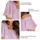 thumbnail image 4 of Camiseta de manga corta con dobladillo suelto, cómoda, con escote cuadrado fruncido, mangas abullonadas, informal, holgada, para mujer, niña, verano, rosa, XL, 4 of 5