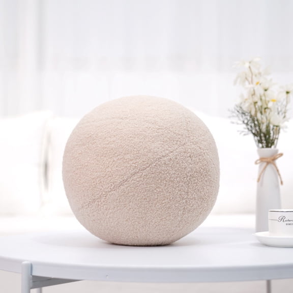 1pcs Round Ball Plush Toy Pillow，11.8inch/ 30cm Soft Round Ball Decorate Pillow Cushion Stuffed Decorate Pillow Creative Gift Home Decor (Beige) ﻿