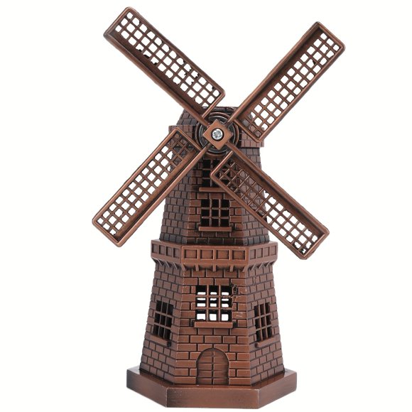 MesaSe Unique Windmill Model Architectural Miniature Craft Ornament Decor Vintage Alloy Windmill Desktop Ornament For Home Office Hotel Coffee Shop Art Craft Decor Gift For Craft Ent