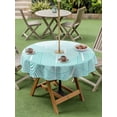thumbnail image 4 of Outdoor Tablecloths with Umbrella Hole & Zipper, Blue Ombre Round Tablecloth 54 Inch, Farmhouse Stripes Modern Abstract Art Waterproof Table Cloth, Patio/Pool/Picnic Table Covers, 4 of 8