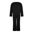 thumbnail image 5 of fheaev Long Sleeve 2pcs Sets for Women Wide Leg Pants Solid Color Comfortable Crew Neck Top Sweatshirts Loose Trousers Matching Outfits Sweat Sets Tracksuit for Travel Vacation, 5 of 6