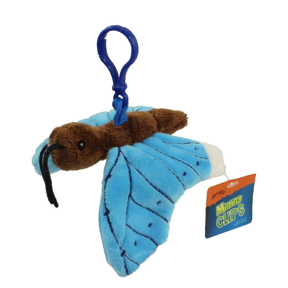 Mighty Clips - New Adventure Planet Plush Key Clip - 3.5 in BLUE BUTTERFLY 