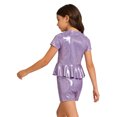thumbnail image 2 of Doomiva Kids Shiny Jazz Disco Outfit Hip Hop Dance Peplum Top with Shorts Set for Hip-hop Cheerleading Purple 13-14, 2 of 5