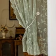 thumbnail image 7 of Sunyuer Rod Pocket Lace Sheer Door Curtain French Retro Style Mesh Floral Semi Voile Curtain for Patio Door Living Room with Tieback, 2 Panels, 7 of 7