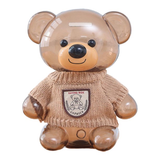 Bonita alcancía de oso con ropa tejida, olla de ahorro de gran capacidad, figura novedosa para cumpleaños, regalo de vacaciones para niños ,