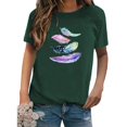 DGSYUQF Ladies Fashion Trend Feather Printed Round Neck Short Sleeve T