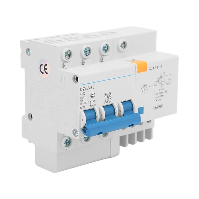 Mini Circuit Breaker Residual Current Breakers 40A PA66 Nylon Flame Retardant with Bistable Locking Clip for Office