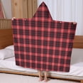 thumbnail image 5 of Red and Black Plaid Pattern Hooded Bath Towel，60"x35" for Ages 3 To 12 Kids, Quick Dry Lightweight Soft Microfiber Hood Beach Towel Cover Up for Kids, 5 of 7