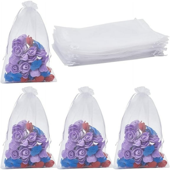 1Set 30Pcs Large Gift Pouch Bulk Drawstring Organza Bags 8x12 Inch White Festival Decoration Wedding Party Favor Mesh Bag for Present Candy Jewelry Soaps Cosmetic Storage Goodie Travel Crafts