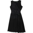 thumbnail image 1 of Ralph Lauren Womens 2-Tone V-Neck Surplice Dress, Negro, 12, 1 of 2
