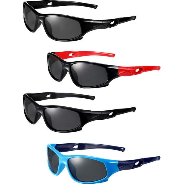 4 Pairs Kids Sports Sunglasses Rubber Flexible Frame Sunglasses Lightweight  Sport Glasses Eyewear for Boys Girls and Children, Multicolor, Medium