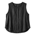 thumbnail image 2 of Nooxsoe Linen Tops Sleeveless Scoop Neck Solid Baggy Tank Tops for Women Sleeveless Blouses for Women Linen Shirts for Women Cropped Linen Tank Tops Womens Summer Tanks Black L, 2 of 4
