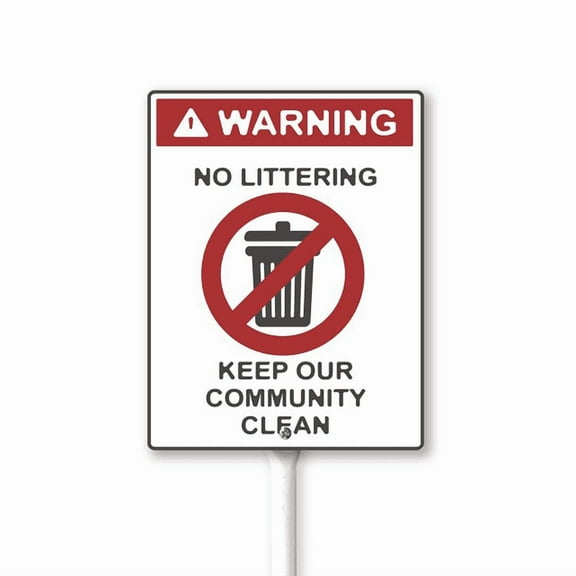 Eveokoki No Littering Keep Our Community Clean Sign with Stake - 8x12 Inch Aluminum No Dumping Signs Outdoor - No Trash Sign - Signs for Private Property