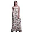 thumbnail image 1 of Bimba White3 Floral Leaves & Begonia Printed Nightwear For Women Long Spaghetti Strap Maxi Dress Sleepwear Gown Medium, 1 of 5