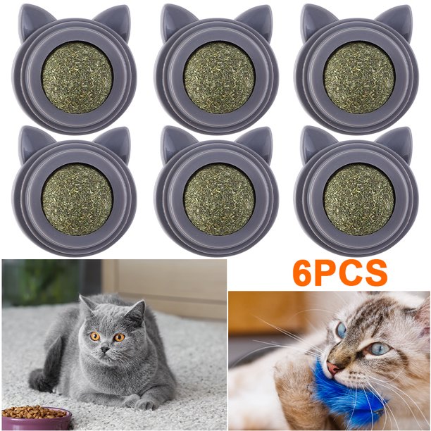 Juguete Con Hierba Gatera Giratorio 360 Forma Gatito Hierba Gatera Molares Digestivos Limpieza Dientes Diversión para Lamer (gris)