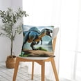 thumbnail image 5 of Fuzoiu Lake Forest Dinosaur A Print Square Pillow Cover,Hidden Zipper Design,Luxury Square Pillow Case, Throw Pillow,Couch Cushion-26"x26", 5 of 7