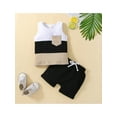 thumbnail image 3 of Toddler Baby Boys Pants Suit, 3 6 12 18 24M 3T Sleeveless Contrast Color Crew Tank Tops + Drawstring Shorts Summer Casual Outfits, 3 of 10