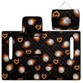 thumbnail image 5 of Whosucclay 4 Storage Pockets Golf Cart Seat Cushion Cover for 2-Person Carts Club Car, Soft Blanket Machine Washable Foldable Covers, Flaming Golf Heart Pattern, 5 of 9