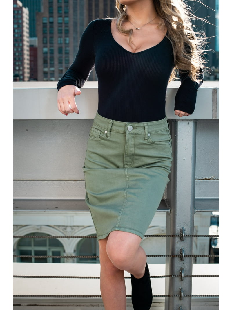 YDX Smart Jeans Juniors Denim Skirt for Teen Girls knee high basic