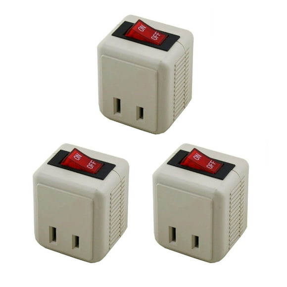 Wideskall Adaptateur de Prise Murale AC 2 Broches On/Off Certifié ETL, Lot de 3