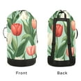 thumbnail image 4 of RMDQTR Durable Large Laundry Backpack with Drawstring Closure Ideal for Laundry Trips,Travel&Camping White Red Tulips, 4 of 7