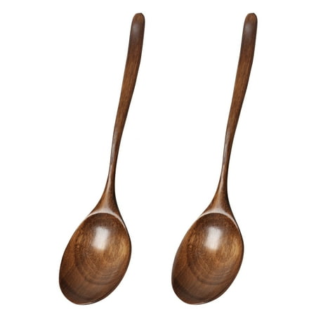 

Vintage Chinese Style Handcrafted Wooden Soup Spoon Set of 2 for Dinner Salad Desserts Snacks Rice Soup Fruit