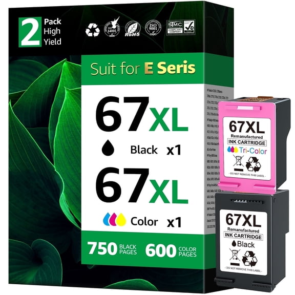 67XL Ink Cartridges Compatible for HP67 Ink Cartridges DeskJet 2755e 2855e 4155e 4255e 6055e 6065e