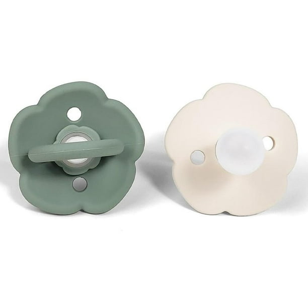 Chummies | paquete de 2 chupones para bebé 6 18 meses 100% de silicón muy suave (Salvia Verde & Beig
