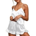 thumbnail image 1 of Conjunto de pijama de mujer Chaleco de pijama plisado de satén Conjunto de pijama de dos piezas de ropa interior, 1 of 5