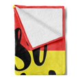 thumbnail image 2 of Saying Soft Flannel Fleece Blanket, Rastafarian Design Just Relax Message on Vermilion Yellow and Green Stripe Backdrop, Cozy Plush for Indoor and Outdoor Use, 60" x 80", Multicolor, by Ambesonne, 2 of 5
