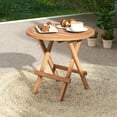 thumbnail image 4 of Costway 1 PC Patio Folding Side Table Indonesia Teak Wood Round Slatted Tabletop Portable Camping, 4 of 9