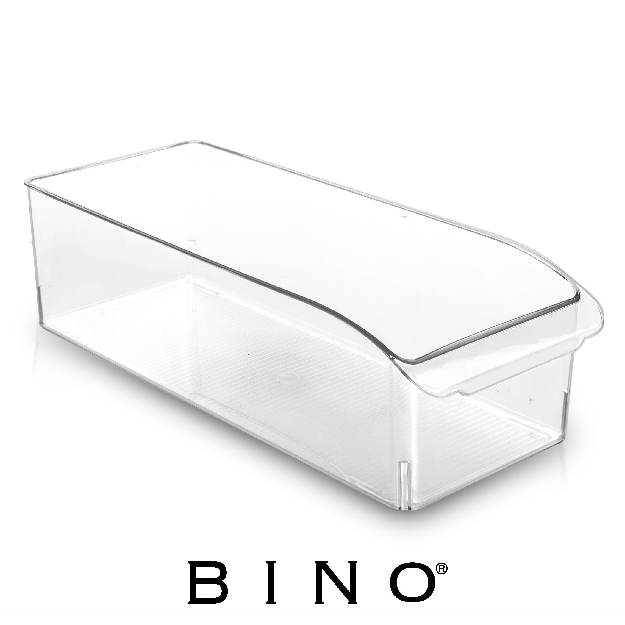 Large Clear and Transparent Plastic Scoop Front Container for Home and Kitchen BINO Stackable Refrigerator Freezer and Pantry Cabinet Storage Organizer Bin 