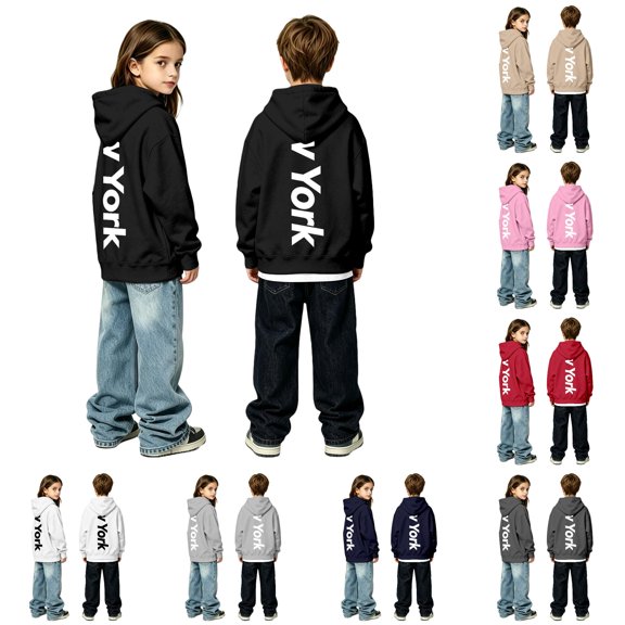 Vividxx Boys Hoodies Back Letter Print Pullover Hoodie Long Sleeve Hooded Sweatshirt Casual Soft Top For Kids For Fall Winter Daily Wear 2-3 Years