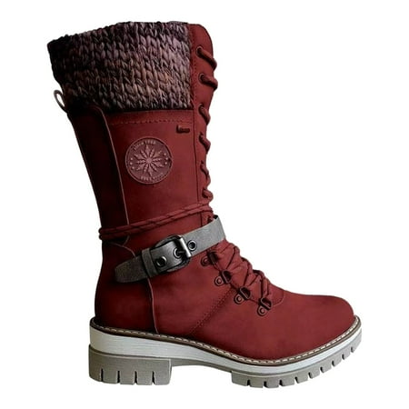 POROPL Boots For Women Low Heels Womens Booties Autumn&Winter Comfort Women Shoes Girl Solid Color Boots For Rollback
