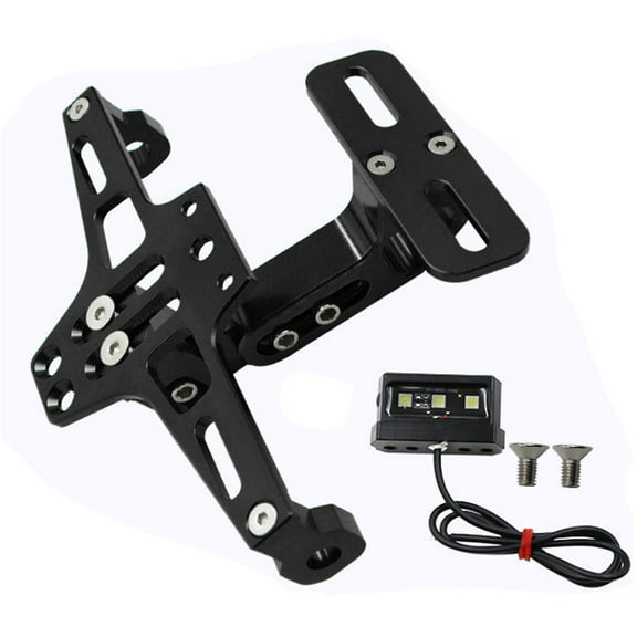 Upgrades Motorcycle License Plate Bracket with LED Illuminate Motorcycle Tail Light Stand and Number Plate Hold