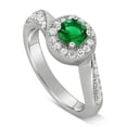 thumbnail image 2 of Antique Designer 1 Carat Oval Cut Green Emerald And Diamond Moissanite Engagement Ring For Her In 10K White Gold, Promise Ring, Anniversary Ring, 2 of 3