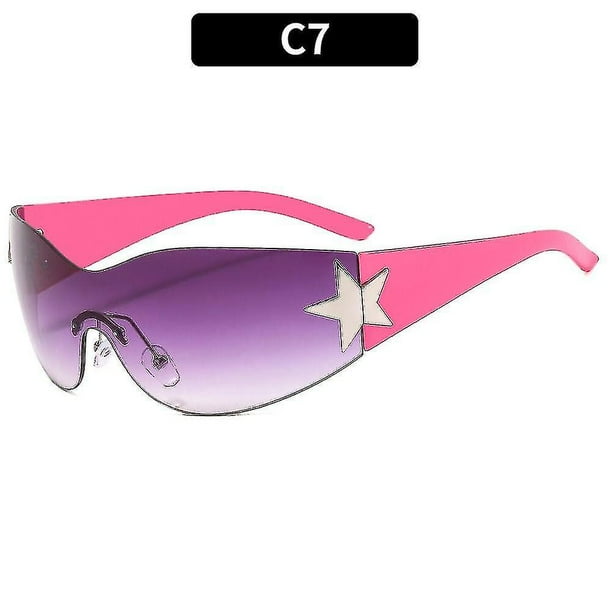 Gafas de sol sin montura Y para mujeres y hombres, gafas de sol envolventes de moda de los años 2000, gafas Punk de una pieza, gafas de moda de gran tamaño