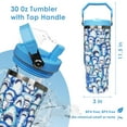 thumbnail image 4 of Baiheyi 30 oz Blue Shark cup Flip Straw Tumbler with Top Handle Insulated Resuable Vacuum Tumbler for Home Office Car Dishwasher Safe, 4 of 6