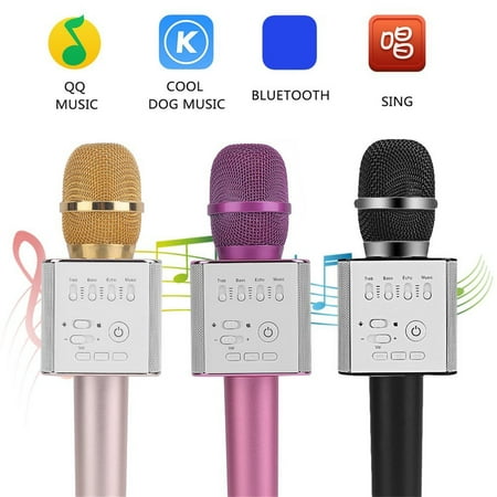 Handheld Microphone Q9 Super Bass Wirel ess Bluet ooth Mobile Phone Karaoke Microphone Handheld KTV Singing Speaker For IOS For Android