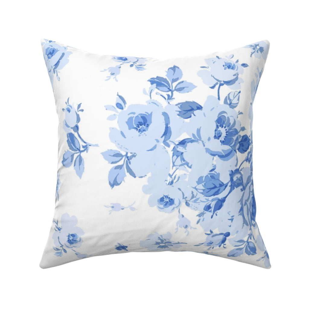 Blue Violet Purple Blue Flowers Throw Pillow Cover w Optional Insert by Roostery 